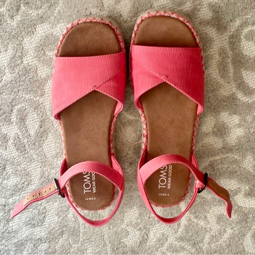 NEW!- TOMS Abby Flatform Espadrille Sandal~ Shell Pink